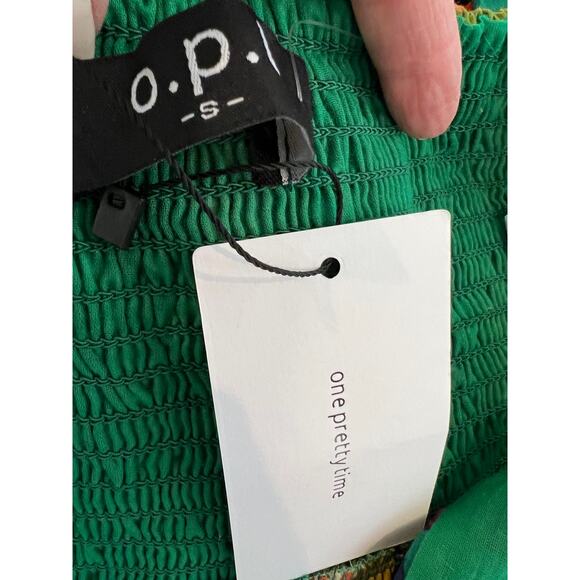 Revolve OPT One Pretty Time green tropical print halter & maxi skirt set S - Picture 8 of 8